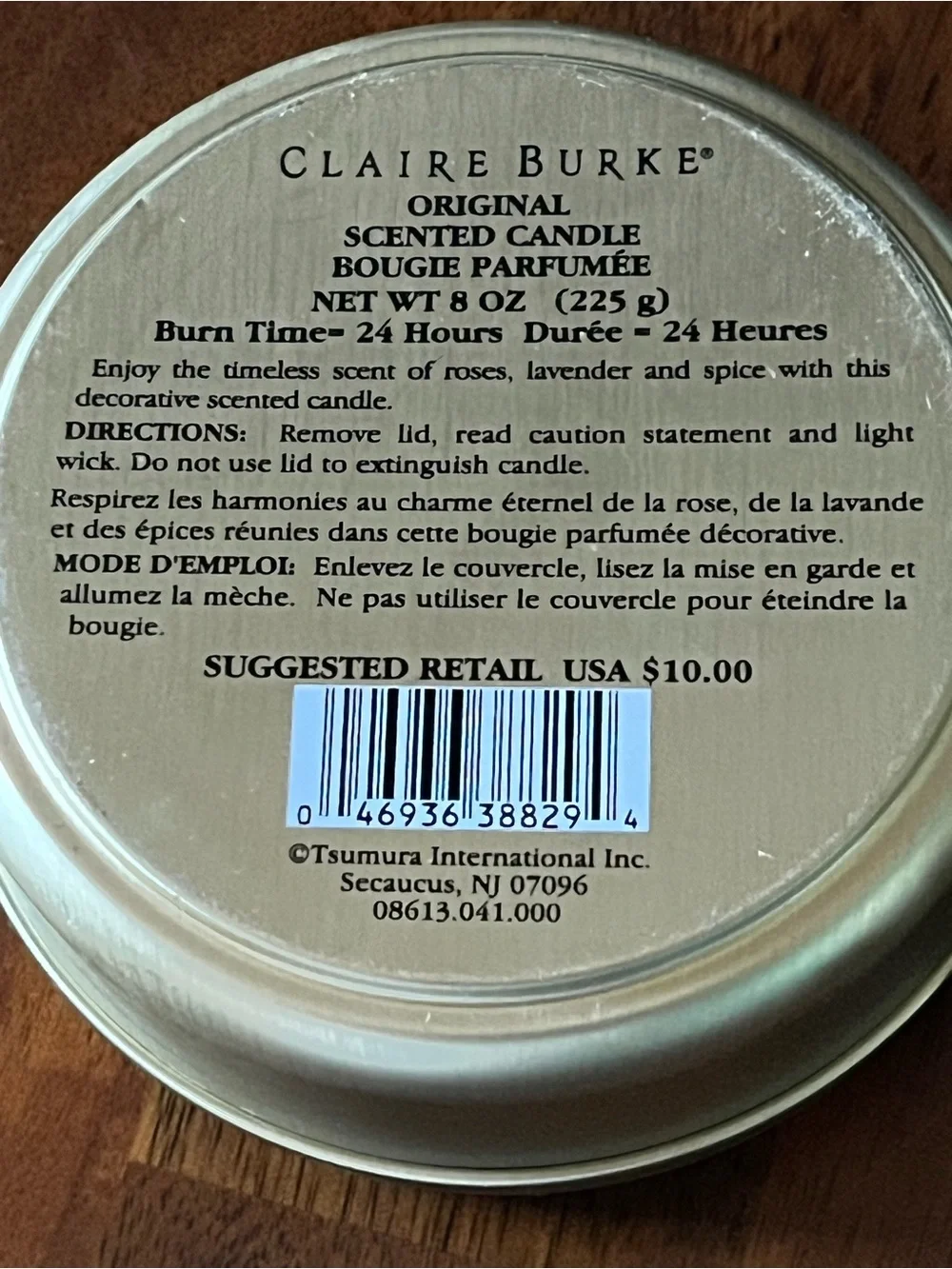 Decorative Silver Tin Candle with Mint Green Floral Label by